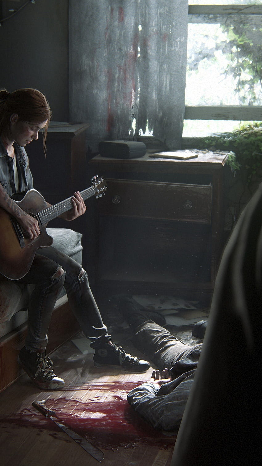 The Last of Us Part 2 Ellie เล่นกีตาร์ The Last of Us 2 Phone วอลล์เปเปอร์โทรศัพท์ HD
