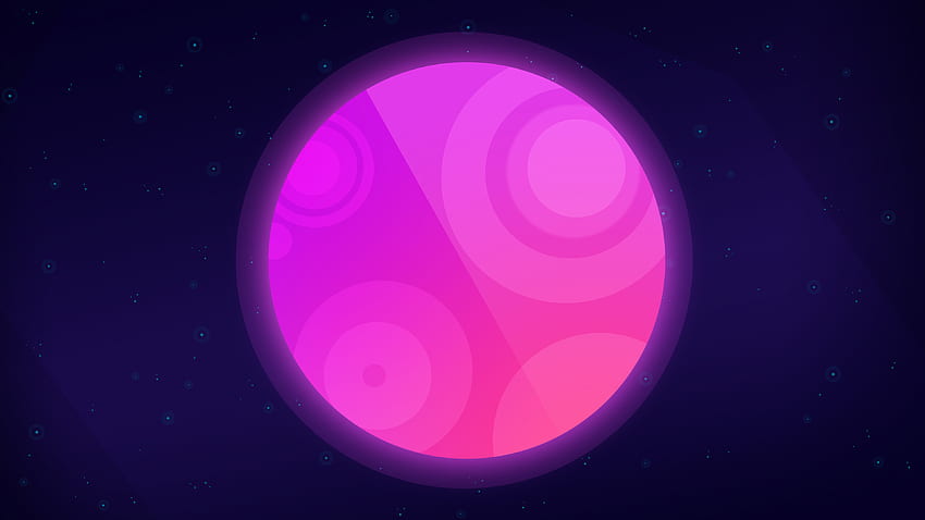 Moon, neon, pink planet, abstract, space HD wallpaper