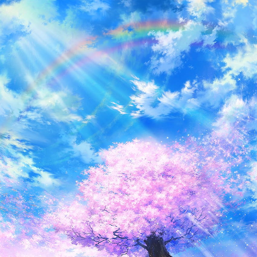 Eu amo papéis. ilustração de arte de primavera de nuvem de céu de anime Papel de parede de celular HD