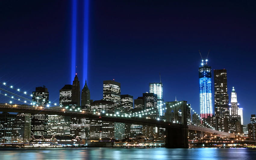 Puente de Brooklyn Luces de vista nocturna de la ciudad de Nueva York, Ultra City fondo de pantalla