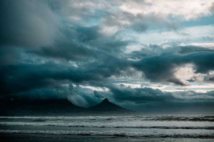 Natur, Wolken, Felsen, Ozean, überwiegend bewölkt, bedeckt, Brandung, Sturm HD-Hintergrundbild
