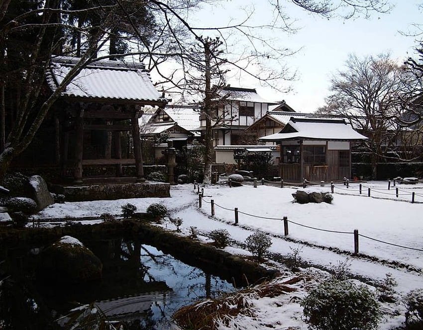 Autre: Temple Shorinin Kyoto Sanctuaire Japonais Nature Neige Hiver Fond d'écran HD