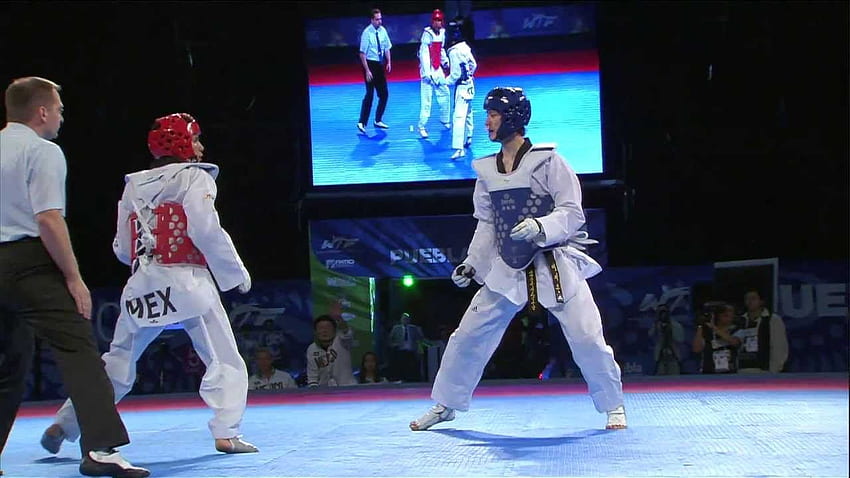 Finale der WTF World Taekwondo Championships. Männlich -63kg, Sparring Taekwondo HD-Hintergrundbild