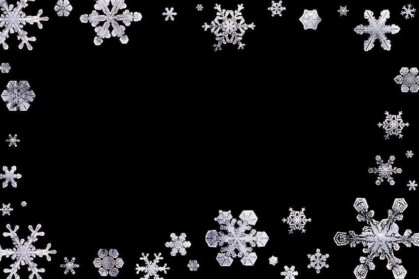 Flocons de neige, hiver, flocon de neige, noir et blanc Fond d'écran HD