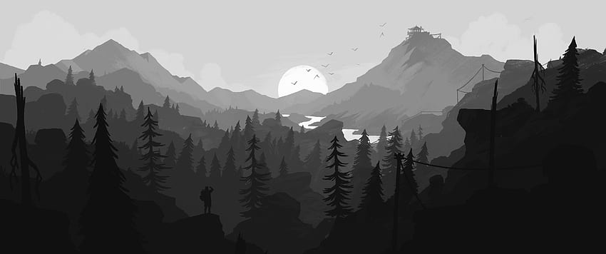 Took everyone's favorite firewatch and put it in grayscale, thought it looked nice. [], Greyscale HD wallpaper