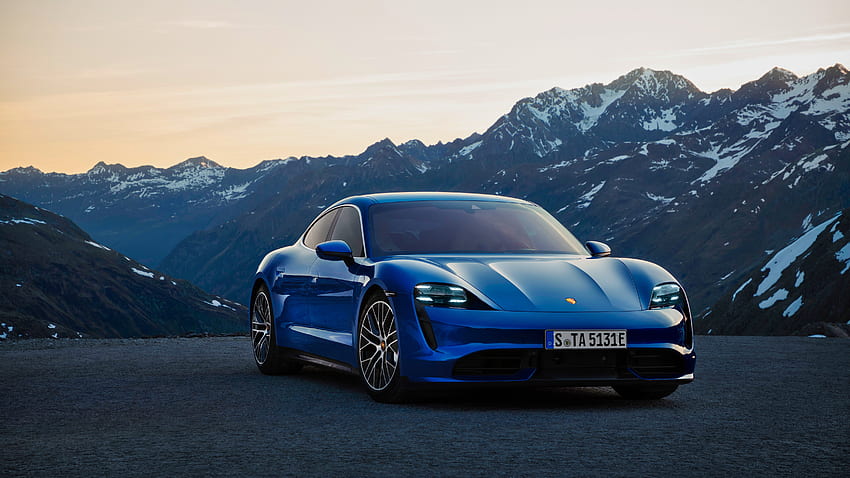 Mavi araba, Porsche Taycan Turbo, 2019 HD duvar kağıdı