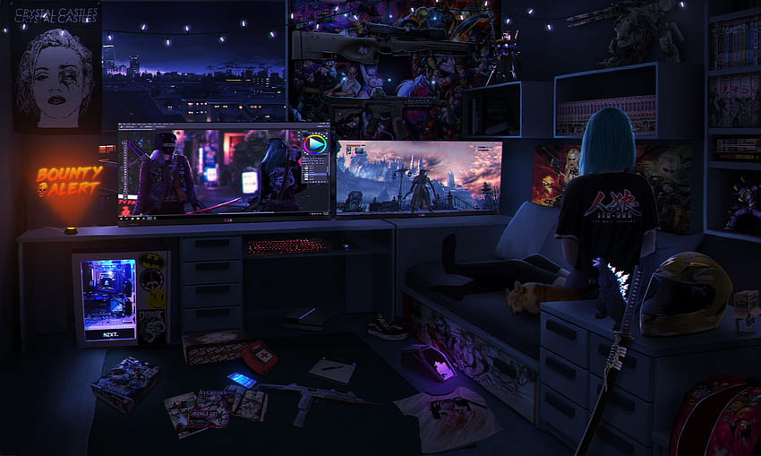 การออกแบบห้องตัวละคร แลนเดน วู้ดวอลล์ ห้อง Cyberpunk, ความสวยงามของ Cyberpunk, Cyberpunk วอลล์เปเปอร์ HD