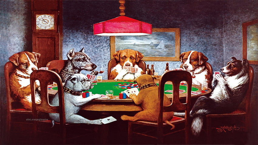 Кучета, играещи покер HD тапет