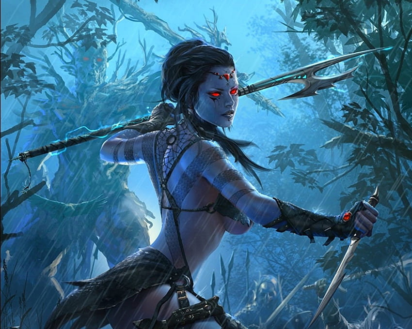 Lady warrior, weapon, fantasy, woman, warrior HD wallpaper