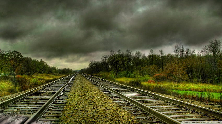 HD wallpaper: railway, train, clouds, rail transportation, railroad track |  Wallpaper Flare