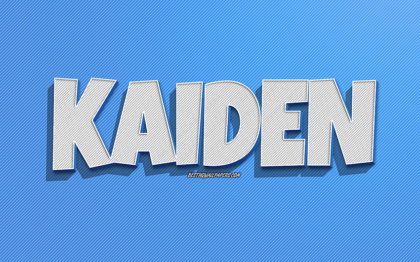 Kaiden, фон със сини линии, с имена, Kaiden име, мъжки имена, Kaiden поздравителна картичка, щрих, с Kaiden име HD тапет