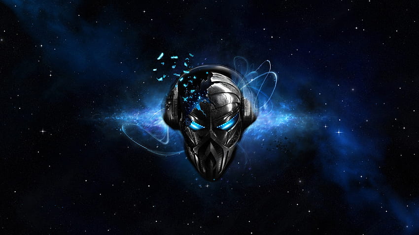 Preview pirate station, skull, headphones, space, energy HD wallpaper