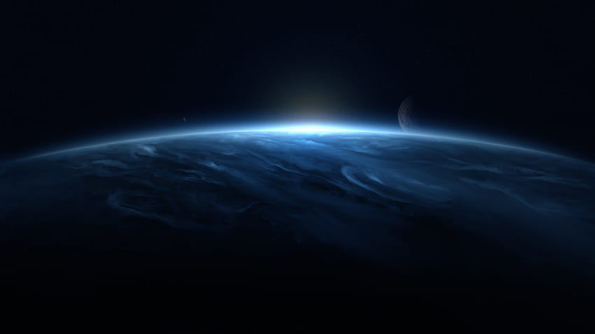 синя планета дигитално фентъзи изкуство дигитално изкуство HD тапет