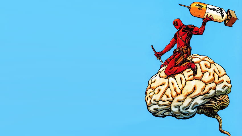 Deadpool Wade Wilson, brain, Marvel Comics, Cartoon Brain HD wallpaper