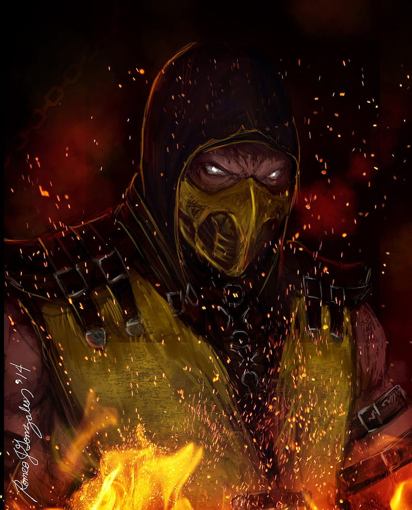 แฟนอาร์ต Mortal Kombat X Scorpion Hellfire วอลล์เปเปอร์โทรศัพท์ HD