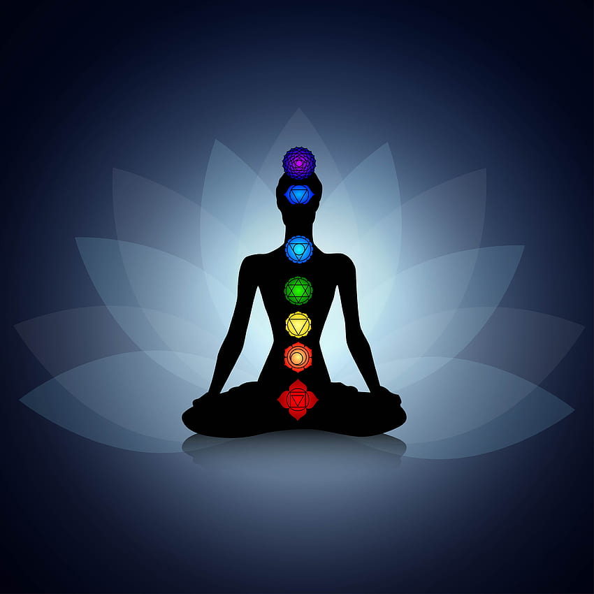 Buddha over gold Sacred Geometry with colorful chakras Seven chakras  energy body and Yogi meditating in the lotus position Vector isolated on  glowing starry black background 23809414 Vector Art at Vecteezy
