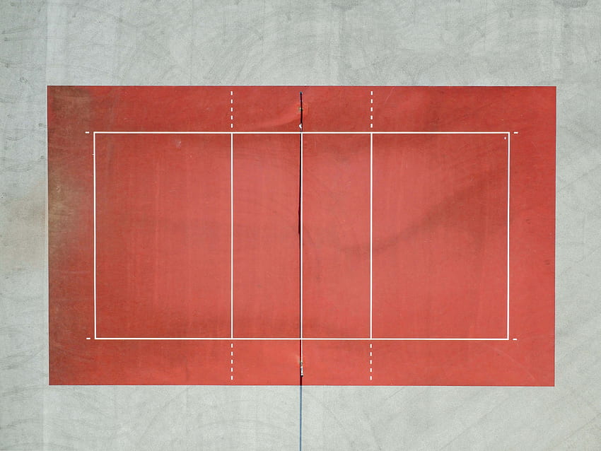 ��最小限の白と赤のバレーボール コート空中バレーボール - ストック 高画質の壁紙