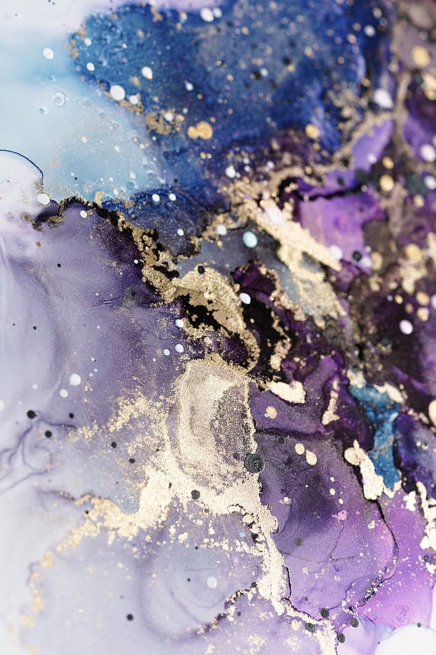Fluidart inkart abstracto azul violeta oro Tinta de alcohol Copic. Etsy. Mármol iphone , Acuarela , Resumen fondo de pantalla del teléfono