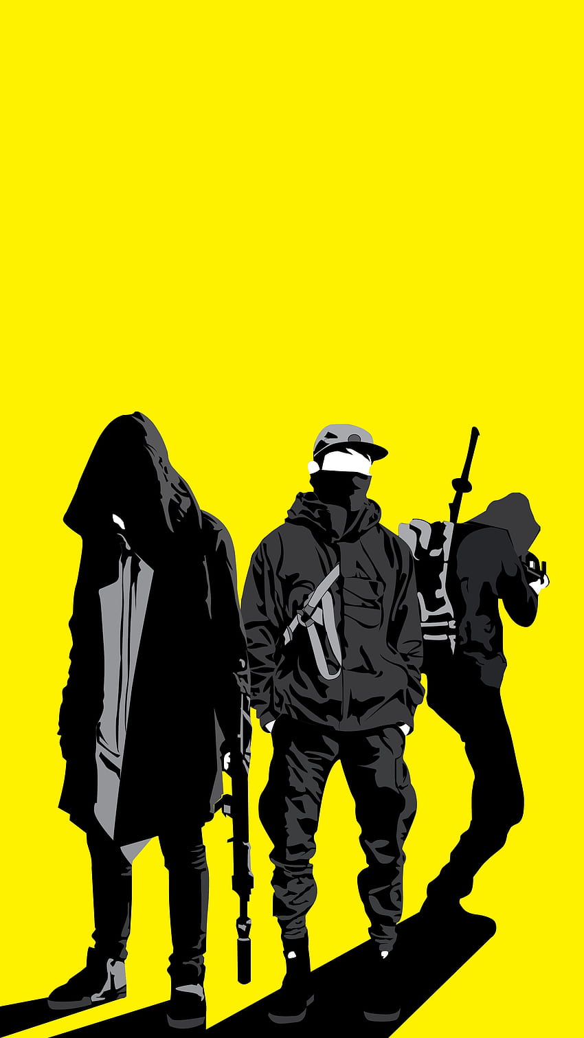 る さ さ じ ま na żółto. Dzieło sztuki, kreskówka, postać Cyberpunk, żółty samuraj anime Tapeta na telefon HD