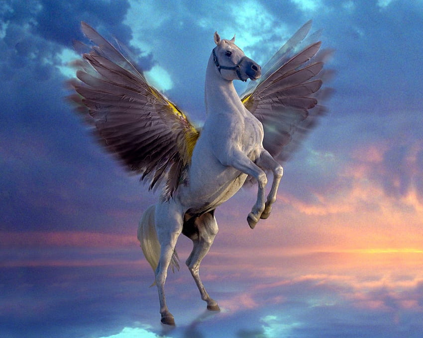 Caballo de fantasía, alas, caballo, 3d, fantasía, arte fondo de pantalla