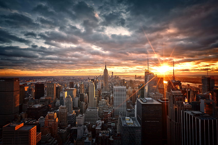 Natur, USA, Ansicht von oben, Wolkenkratzer, USA, New York HD-Hintergrundbild
