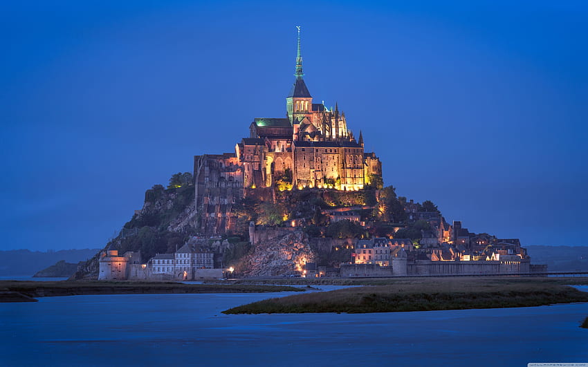 Le Mont Saint Michel Castle Ultra Tło dla U Telewizor: Panoramiczny i UltraWide i Laptop: Wiele wyświetlaczy, dwa monitory: Tablet: Smartfon, Mont-Saint-Michel Tapeta HD