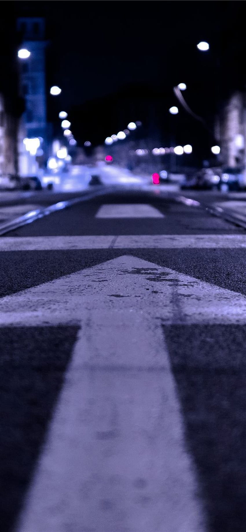 shallow focus graphy of road with forward arr. iPhone 12 HD phone wallpaper