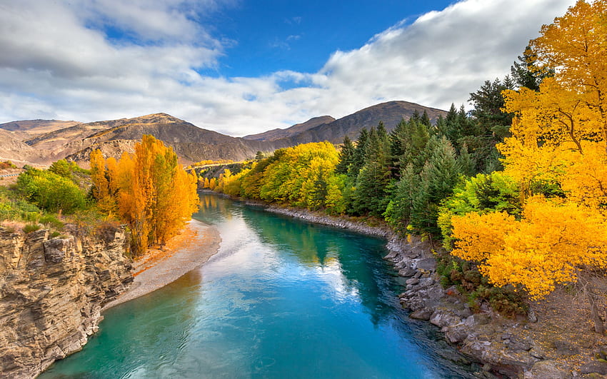 Landscape Emerald River Queenstown New Zealand HD wallpaper