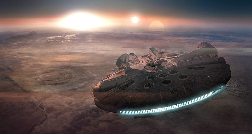 Millennium Falcon Over Tatooine : HD wallpaper