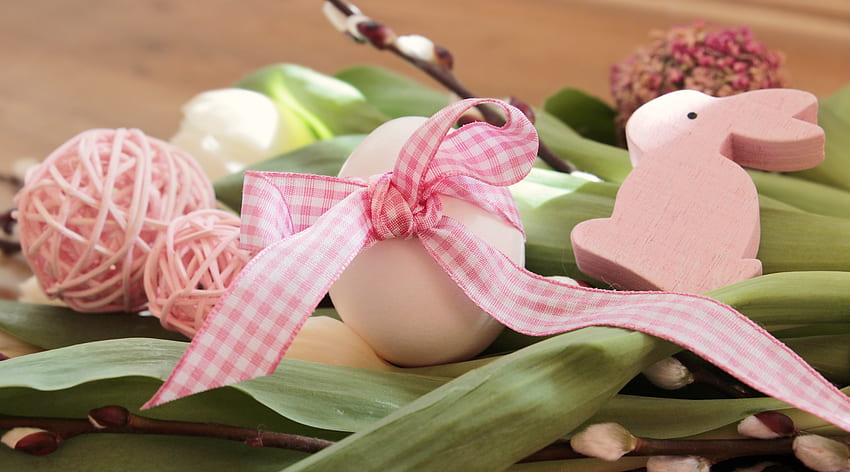 Wielkanoc, dekoracje, króliczek, figurki, jajka Tapeta HD