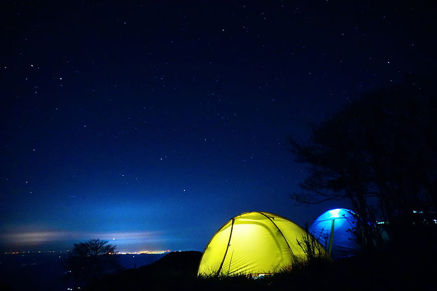 Природа, Нощ, Звездно небе, Палатка HD тапет