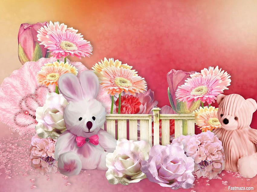 Teddy Bear For Computer -, Flower Teddy Bear HD wallpaper