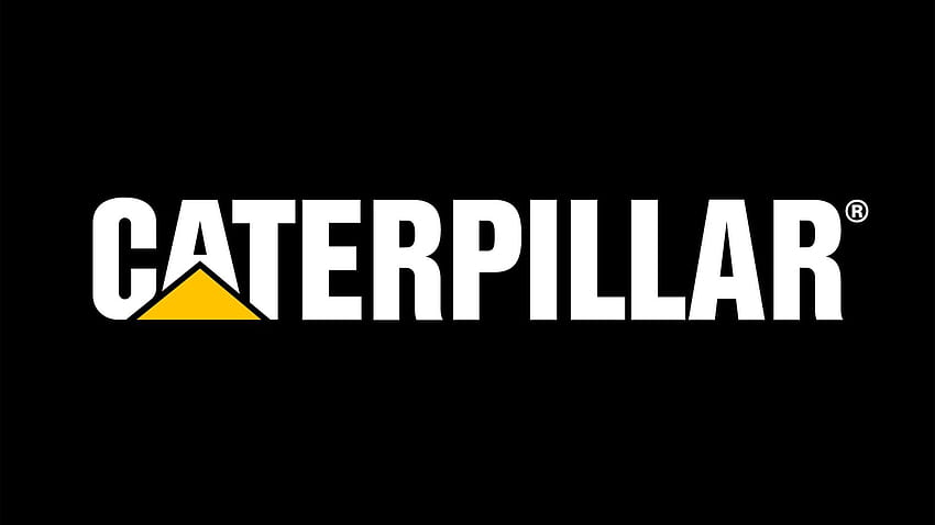 Caterpillar ブランドのロゴと黒の背景。 Caterpillar, ブランドロゴ, ロゴス 高画質の壁紙