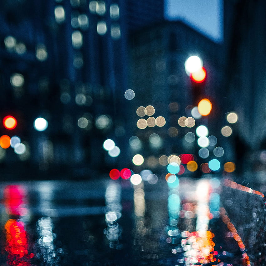 City Rain Blur Bokeh 효과 iPad Air HD 전화 배경 화면