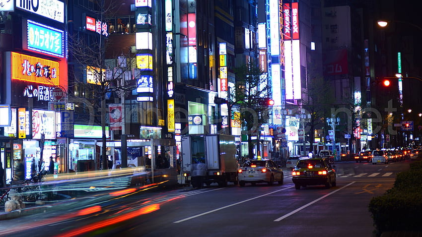 Cuplikan Stok Video Selang Waktu Ultra - Tampilan Jalanan Shinjuku, Shinjuku di Malam Hari Wallpaper HD