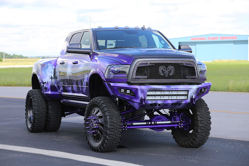 2016-Ram-3500-Dualie, Truck, Custom, Lift, Purple HD wallpaper