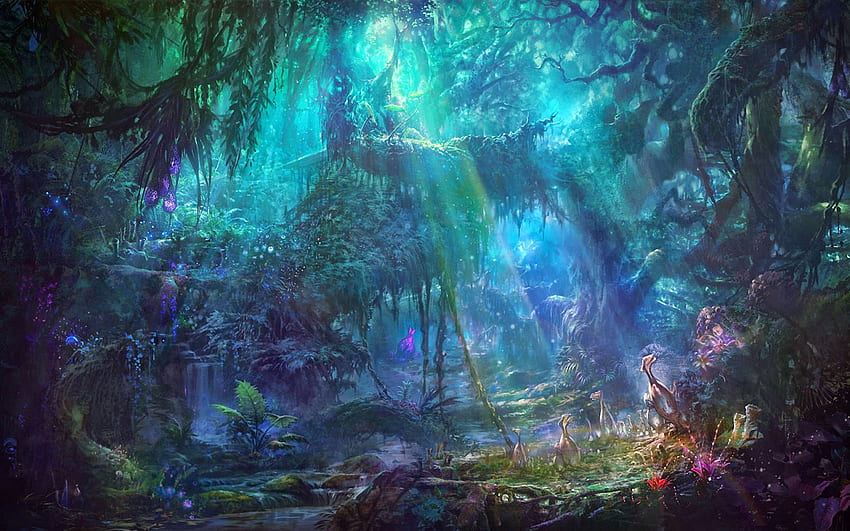 Красива фантазия - магически горски фон -, магически мистичен HD тапет