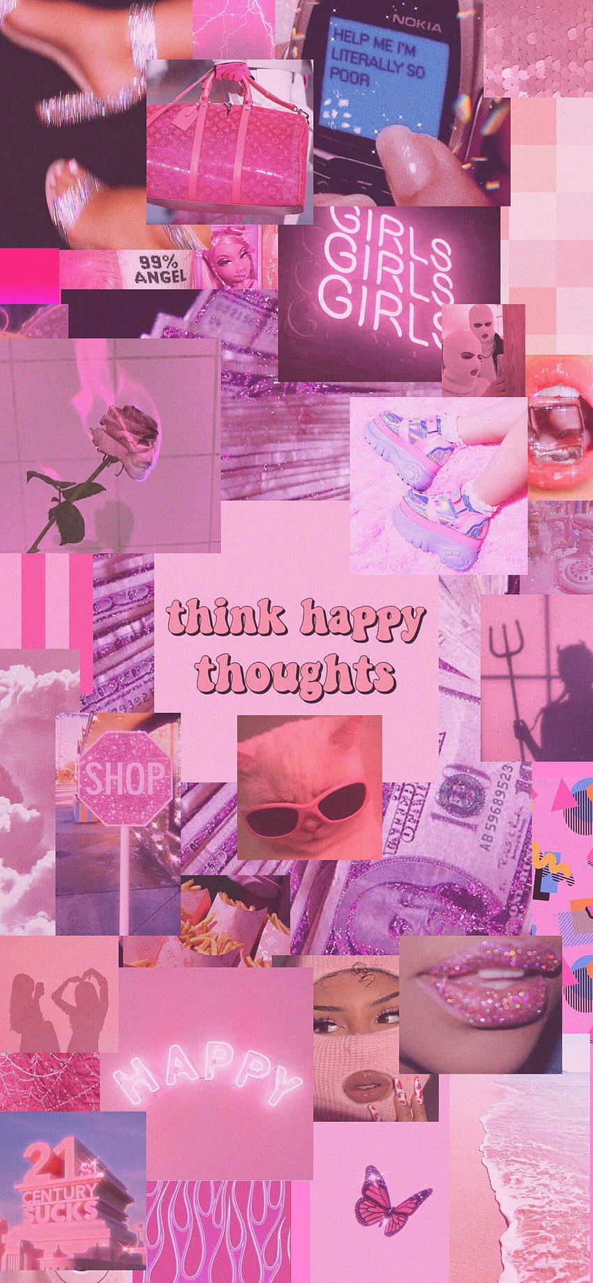 Think Happy Thoughts Aesthetic Pink, Just Do It Pink HD phone wallpaper