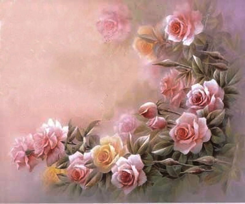 Beautiful Roses, roses, art, flowers, paintings, beauty HD wallpaper