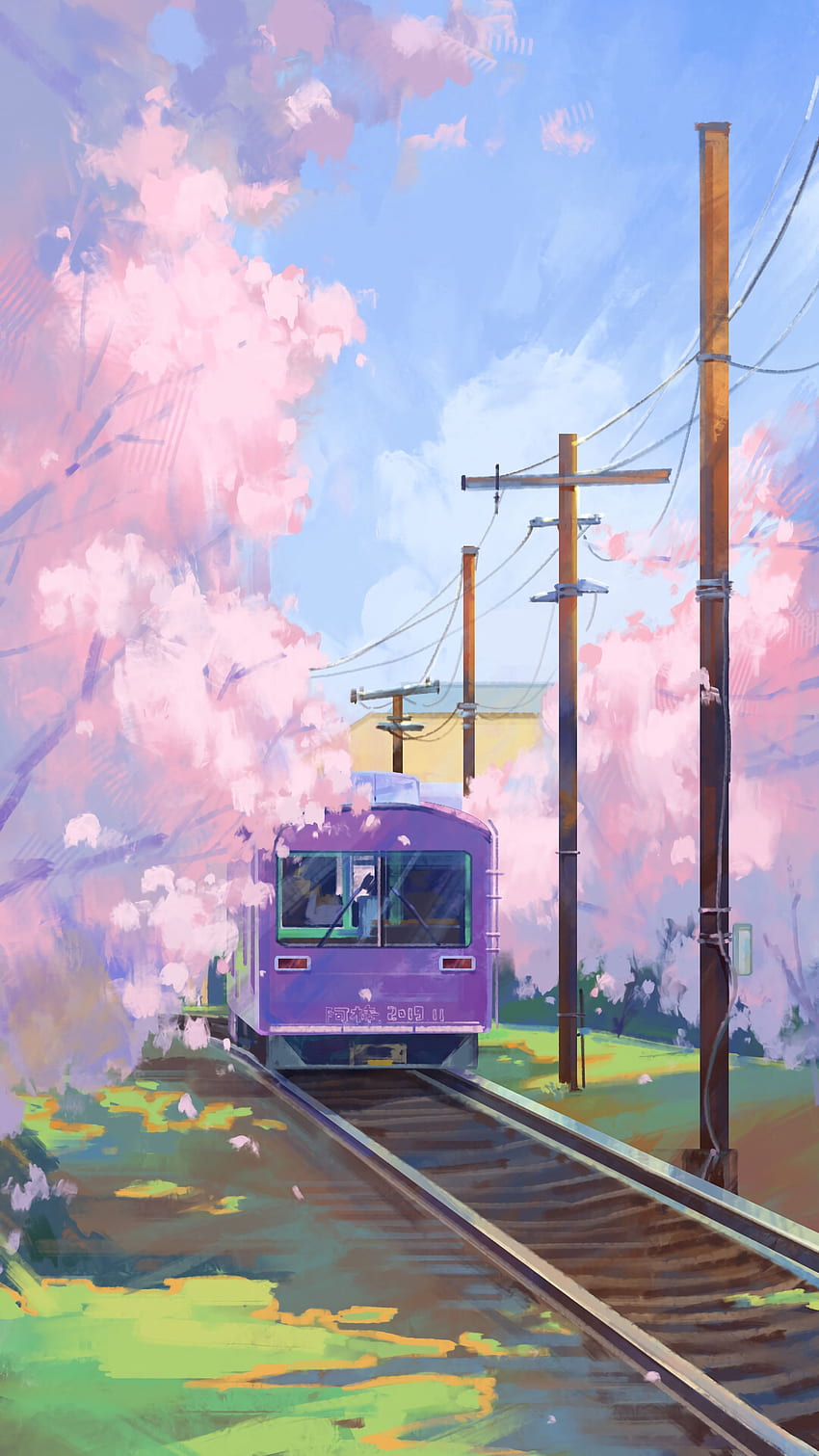 Art, Paint, Rails, Train HD phone wallpaper