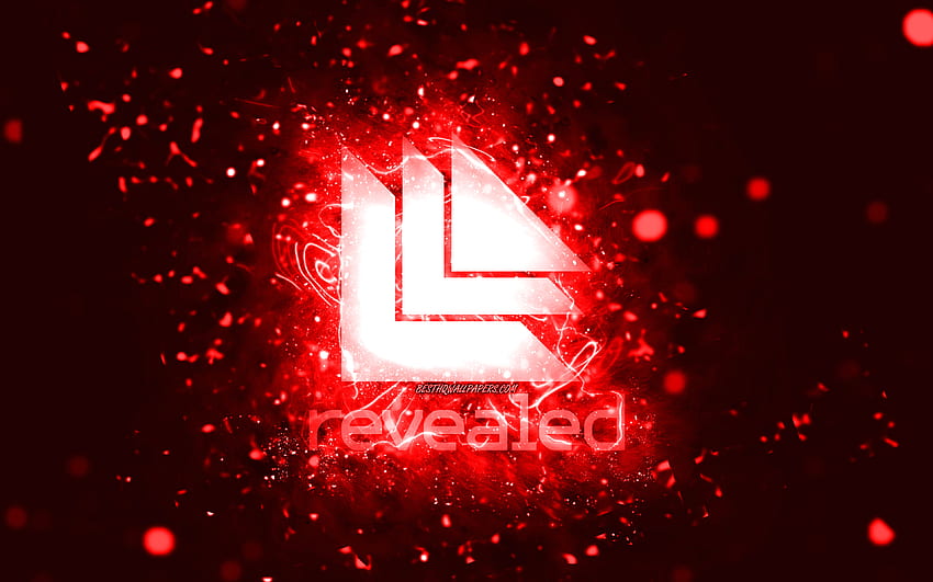 Revealed Recordings red logo, , red neon lights, creative, red abstract background, Revealed Recordings logo, music labels, Revealed Recordings HD wallpaper