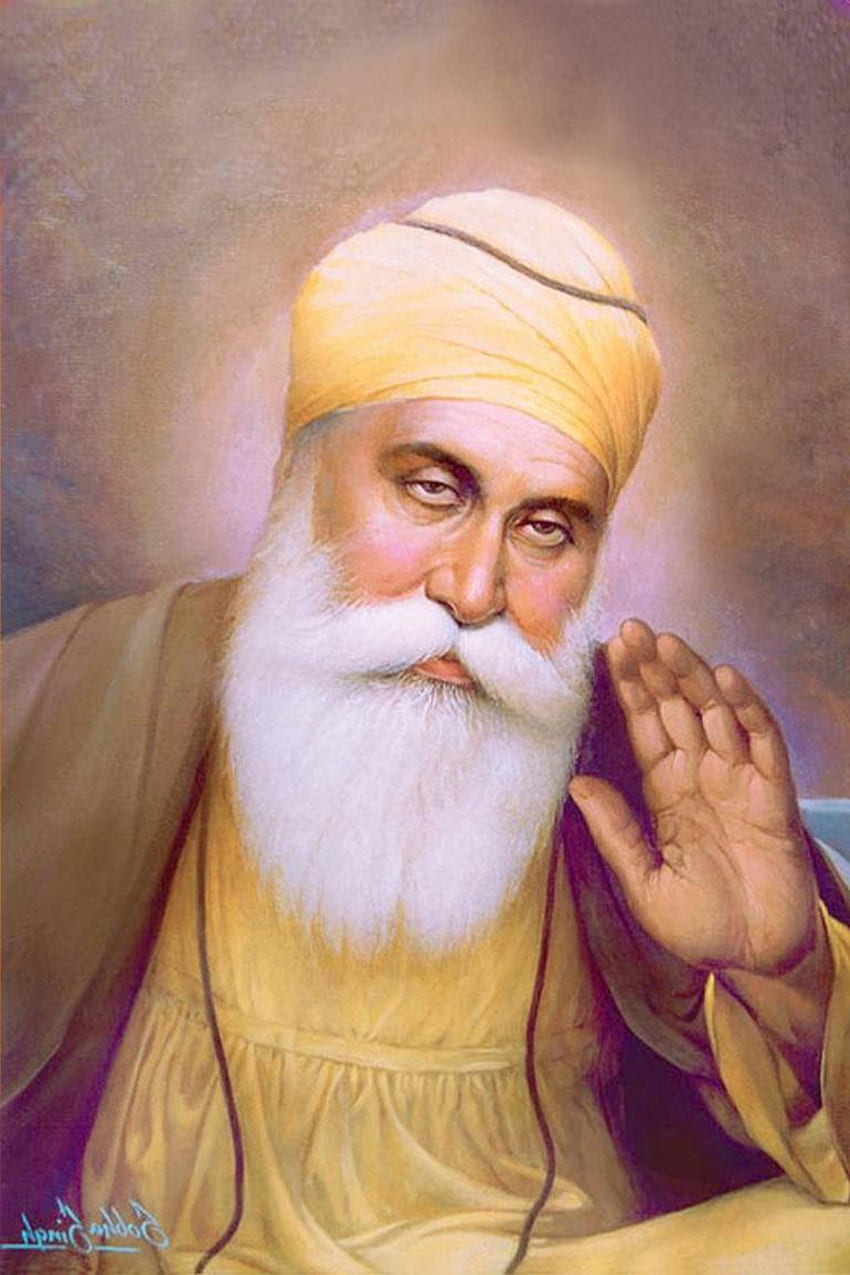 Guru Nanak Dev Ji por Sobha Singh - Guru Nanak Dev Ji Pintura por Sobha Singh, Guruji fondo de pantalla del teléfono