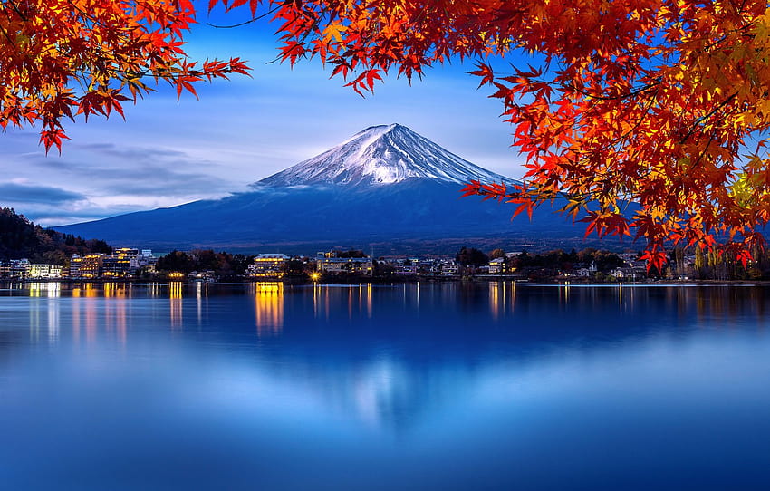 musim gugur, daun, pohon, Taman, Jepang, Jepang, gunung Fuji, alam, taman, musim gugur, gunung, danau, daun, pohon, Fuji untuk , bagian пейзажи, Gunung Fuji Anime Wallpaper HD