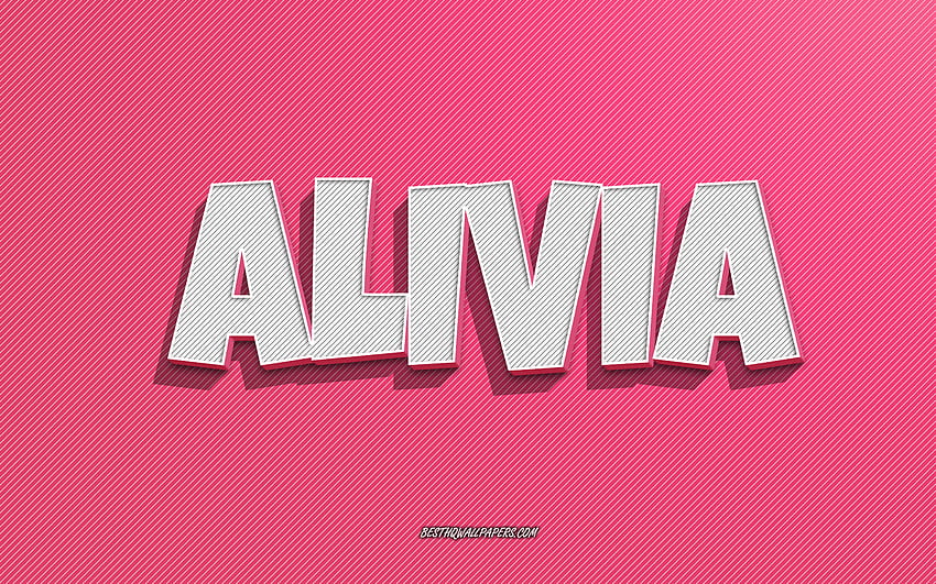 Alivia, fond de lignes roses, avec noms, nom Alivia, noms féminins, carte de voeux Alivia, dessin au trait, avec nom Alivia Fond d'écran HD