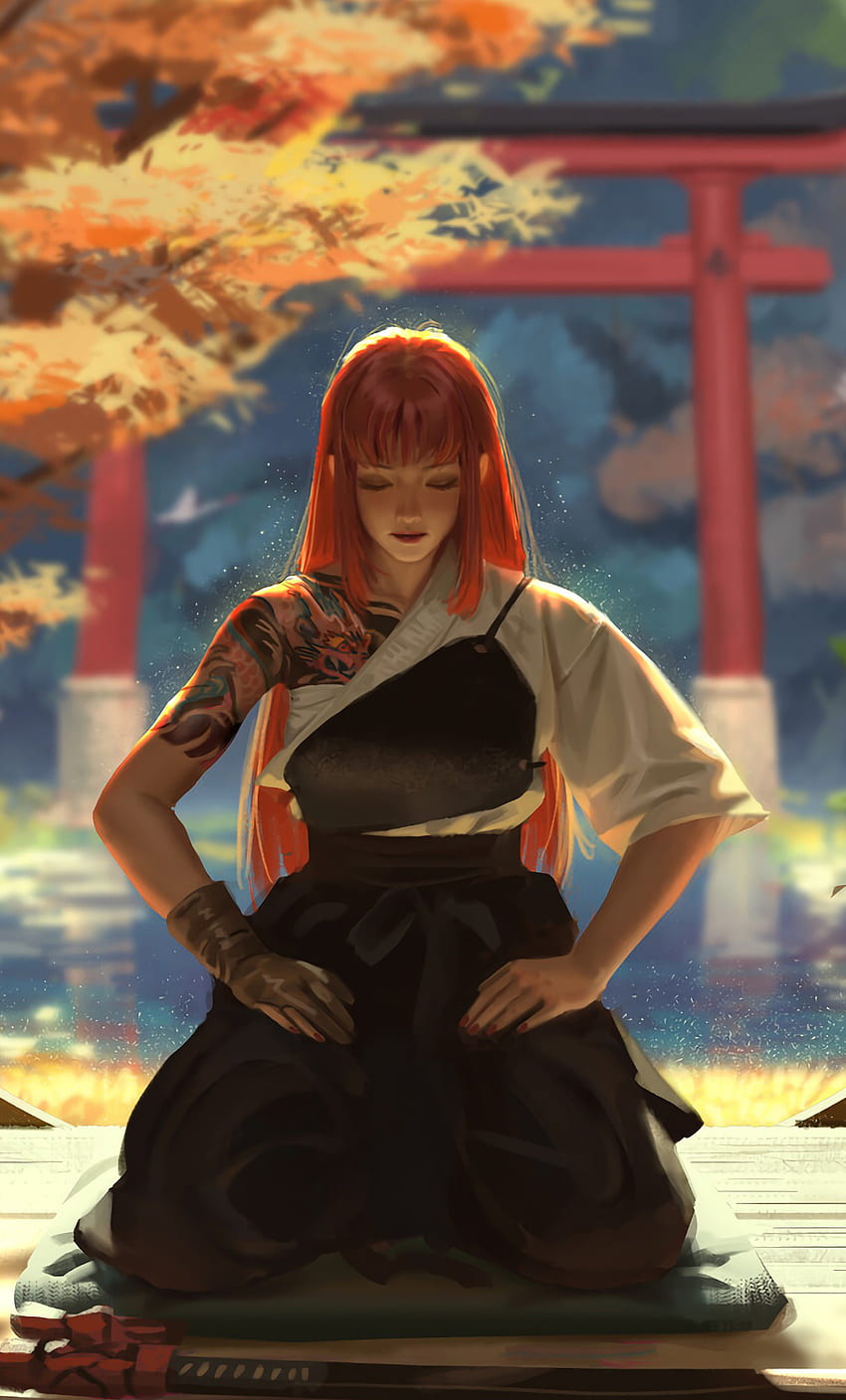 Asian Warrior Girl Meditation iPhone , , Background, and, Anime Meditation HD phone wallpaper