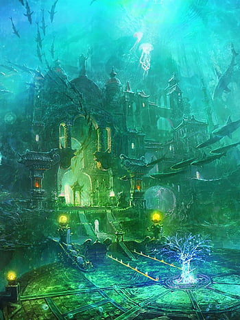 underwater castle wallpaper