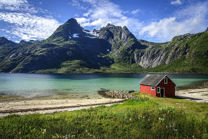 Norwegia Pemandangan Pegunungan Danau Raftsundet Alam Kepulauan Lofoten Wallpaper HD