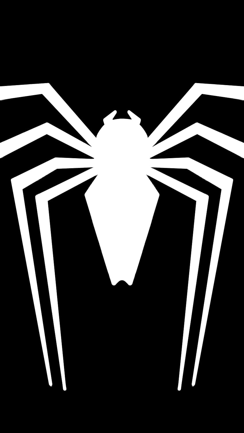Oto emblemat na klatce piersiowej Twojego telefonu: SpidermanPS4, logo Spider-Mana w kolorze białym Tapeta na telefon HD