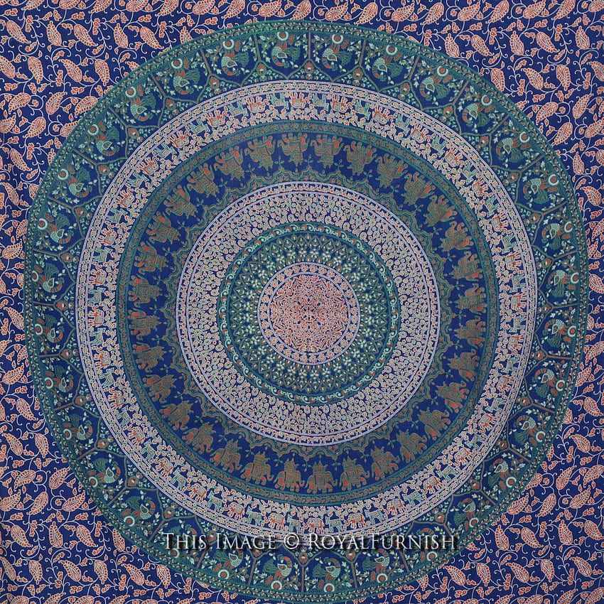Twin Multicolor Bohemian Indian Mandala Hippie Tapestry Beach Throw HD phone wallpaper