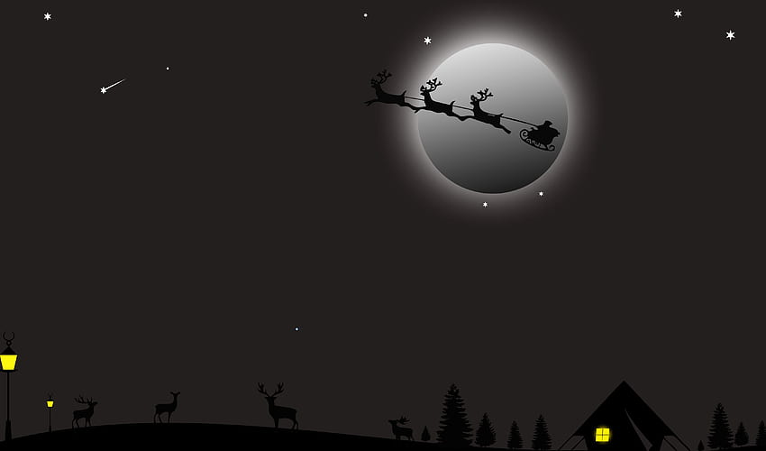 Santa Claus Deer Ride, Artist, , , Background, and, Deer Black and White HD wallpaper